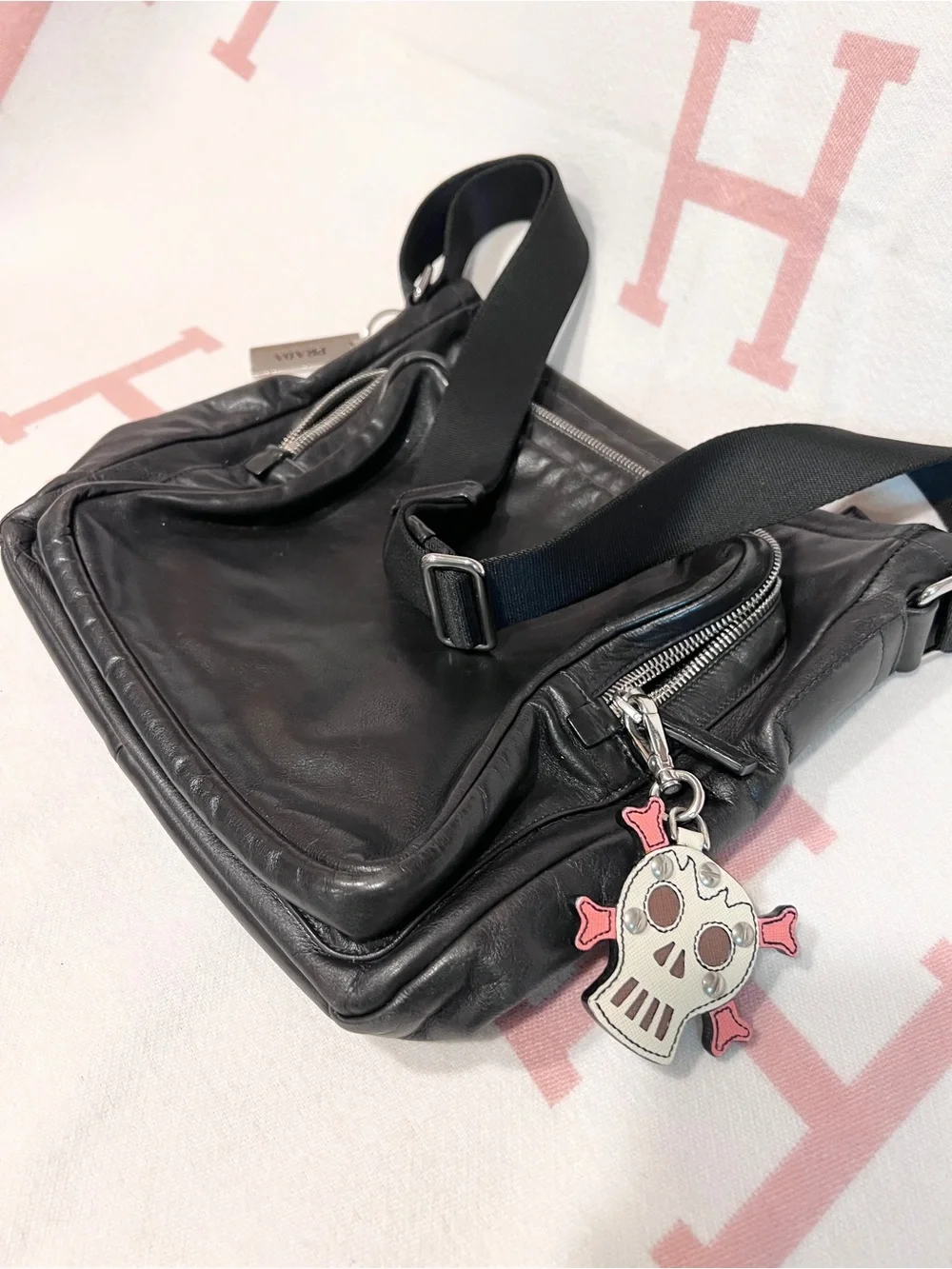 Prada⭐️Black Leather Messenger Bag with Silver Hardware!